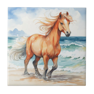 Horse on Beach Ceramic Tile