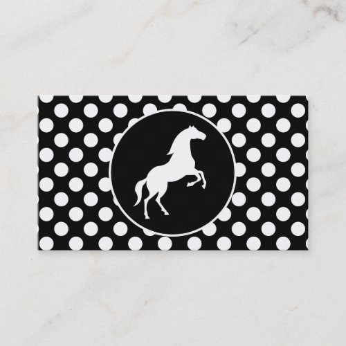 Horse on Black and White Polka Dots Business Card