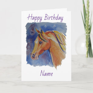 Horse on Blue Birthday Card
