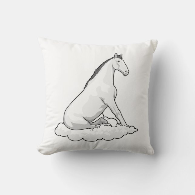 Horse on Cloud Throw Pillow (Front)