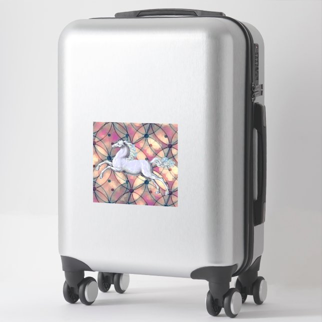 Horse on Colorful Pattern Sticker (Suitcase)