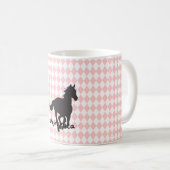 Horse on Diamond Pattern Template Coffee Mug (Front Right)