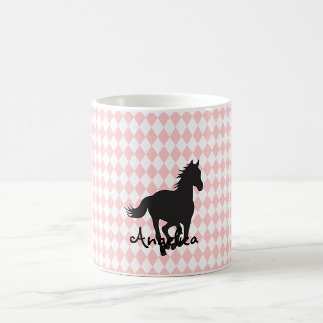 Horse on Diamond Pattern Template Coffee Mug (Center)