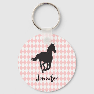 Horse on Diamond Pattern Template Keychain