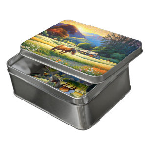 Horse on Farm Wildflower Meadow Jigsaw Puzzle