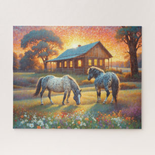 Horse on Farm Wildflower Meadow Jigsaw Puzzle