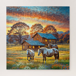 Horse on Farm Wildflower Meadow Jigsaw Puzzle