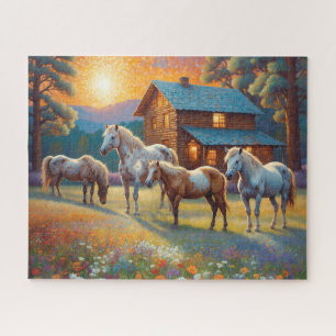 Horse on Farm Wildflower Meadow Jigsaw Puzzle