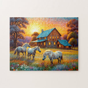 Horse on Farm Wildflower Meadow Jigsaw Puzzle