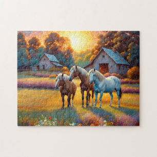 Horse on Farm Wildflower Meadow Jigsaw Puzzle