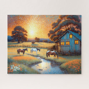 Horse on Farm Wildflower Meadow Jigsaw Puzzle
