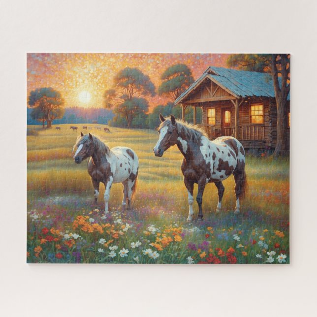 Horse on Farm Wildflower Meadow Jigsaw Puzzle (Horizontal)