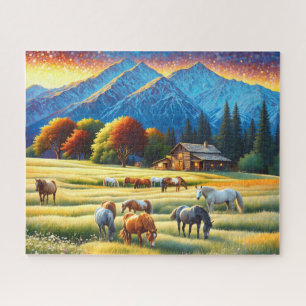 Horse on Farm Wildflower Meadow Jigsaw Puzzle