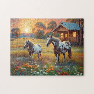 Horse on Farm Wildflower Meadow Jigsaw Puzzle