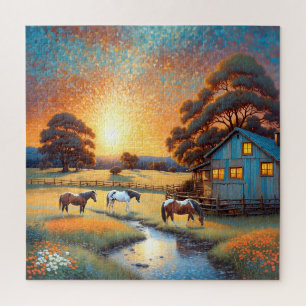 Horse on Farm Wildflower Meadow Jigsaw Puzzle