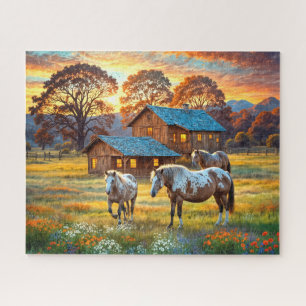 Horse on Farm Wildflower Meadow Jigsaw Puzzle