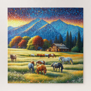 Horse on Farm Wildflower Meadow Jigsaw Puzzle