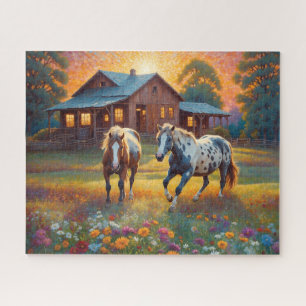 Horse on Farm Wildflower Meadow Jigsaw Puzzle