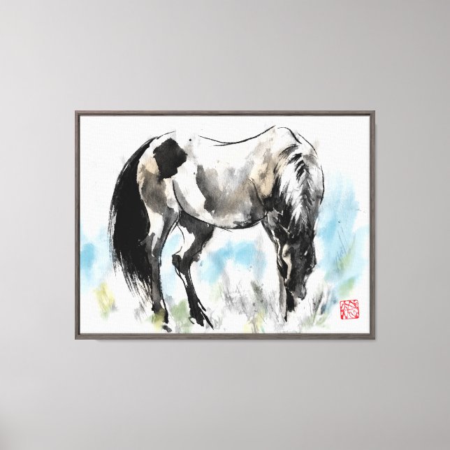 Horse on grass  For Your  living room    Canvas Print (Front)