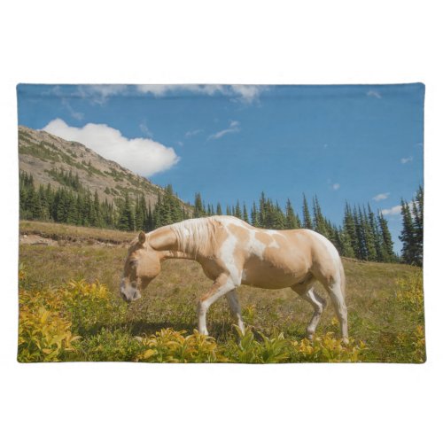 Horse on Grasses in an Alpine Meadow in Summer Cloth Placemat