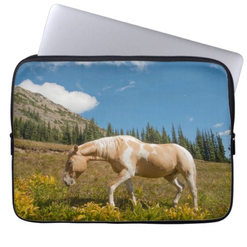 Horse on Grasses in an Alpine Meadow in Summer Laptop Sleeve