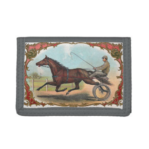 Horse On Wheels Vintage Horse Racing Horse Trifold Wallet