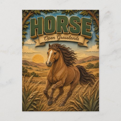 Horse Open Grasslands POPCUT Postcard