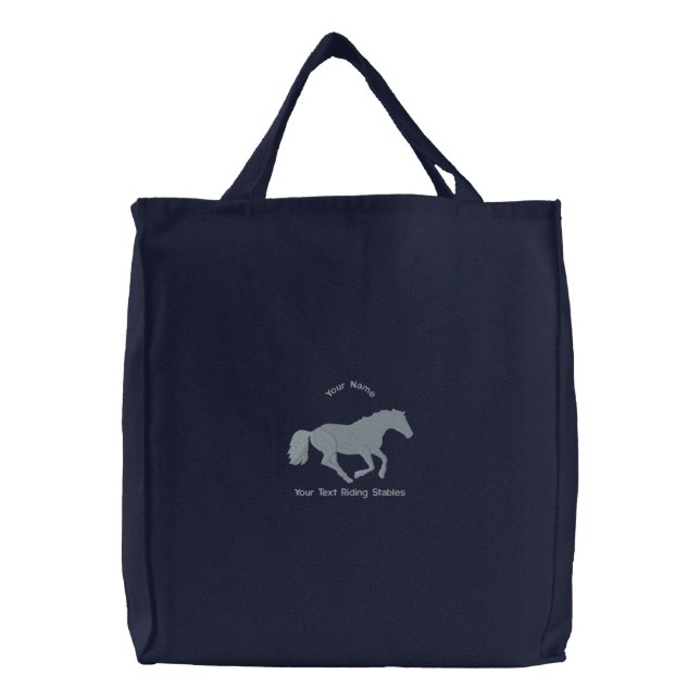Horse or pony riding stables embroidered tote bag (Front)