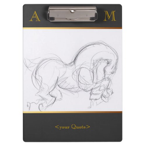 Horse Original Drawing Monogram Clipboard