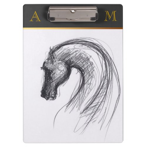 Horse Original Drawing Monogram Clipboard