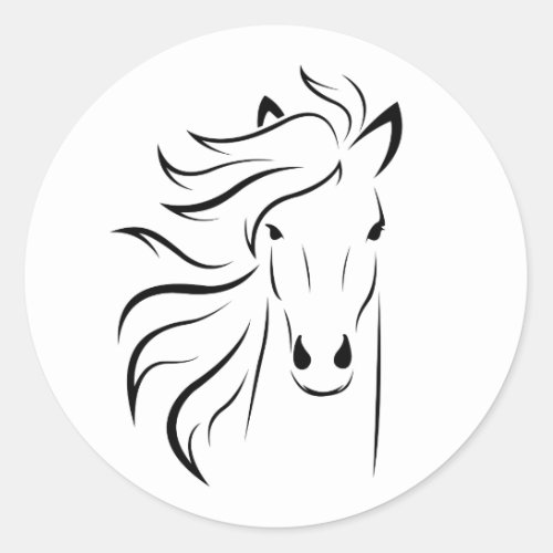 Horse Outline Classic Round Sticker