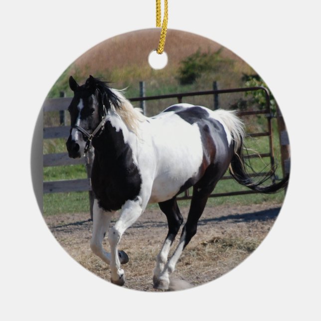 Horse/Paint Pinto Ceramic Ornament (Front)