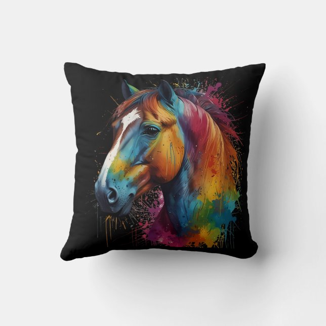 Horse painted design difficult  throw pillow (Back)