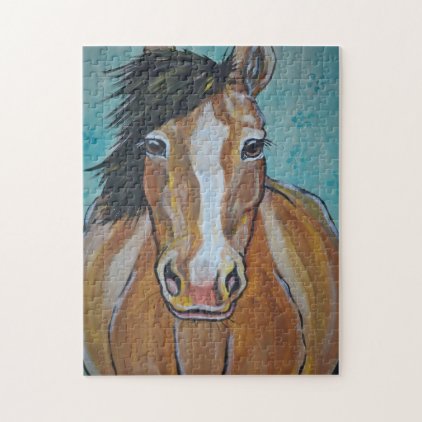 Horse Painting Jigsaw Puzzle Aqua Tan Difficult
