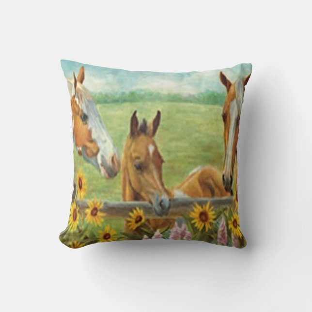 Horse Painting Reversible Pillow (Front)