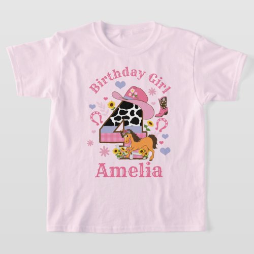 Horse Party Fourth Birthday shirt Rodeo Cowgirl