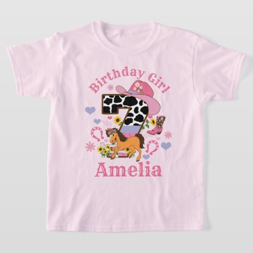 Horse Party Seventh Birthday shirt Rodeo Cowgirl