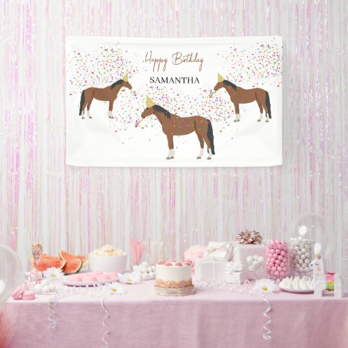 Horse Partying Farm Animals Birthday  Banner