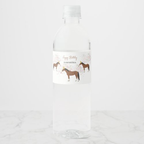 Horse Partying Farm Animals Birthday Water Bottle Label