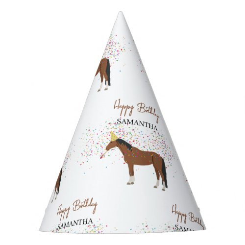 Horse Partying Farm Animals Custom Name Birthday  Party Hat