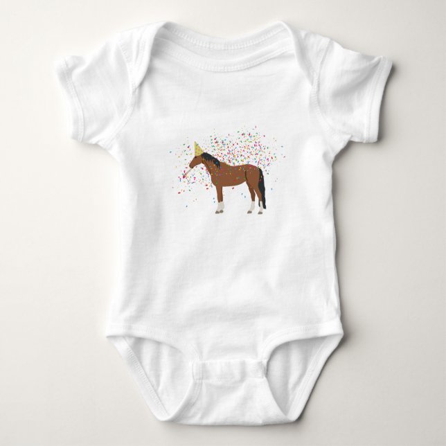 Horse Partying Farm Animals Having a Party Baby Bodysuit (Front)