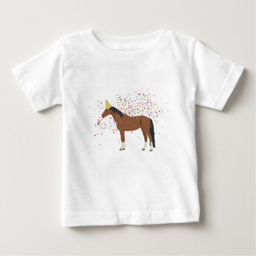 Horse Partying Farm Animals Having a Party Baby T_Shirt