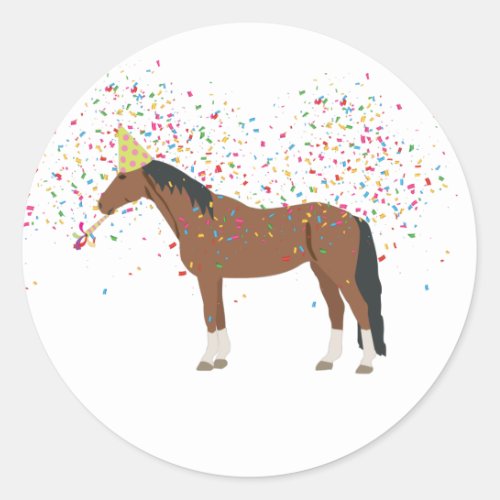 Horse Partying Farm Animals Having a Party Classic Round Sticker