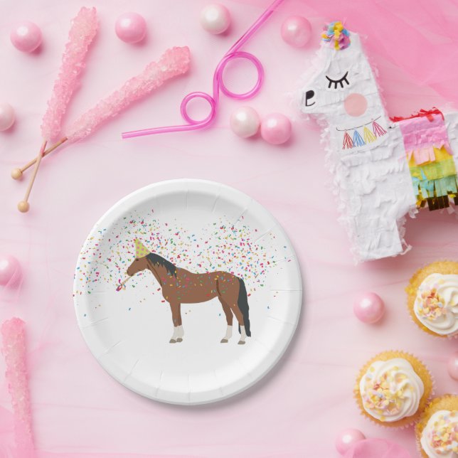 Horse Partying Farm Animals Having a Party  Paper Plates (Party)
