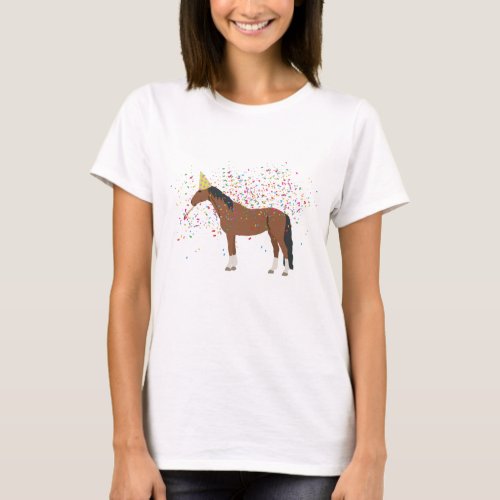 Horse Partying Farm Animals Having a Party T_Shirt