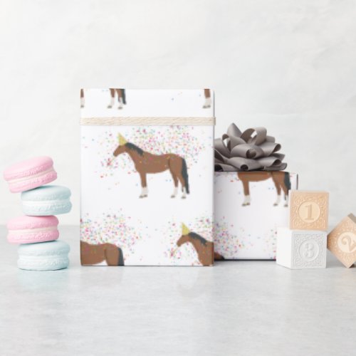 Horse Partying Farm Animals Having a Party  Wrapping Paper