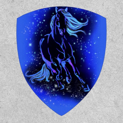 Horse Patch Running In Blue Starry Night