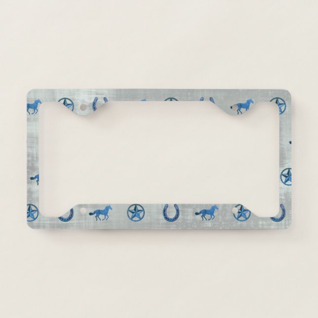 Horse Pattern (Blue) License Plate Frame (Front)