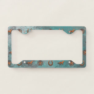 Horse Pattern (Blue) License Plate Frame