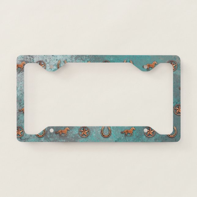 Horse Pattern (Blue) License Plate Frame (Front)